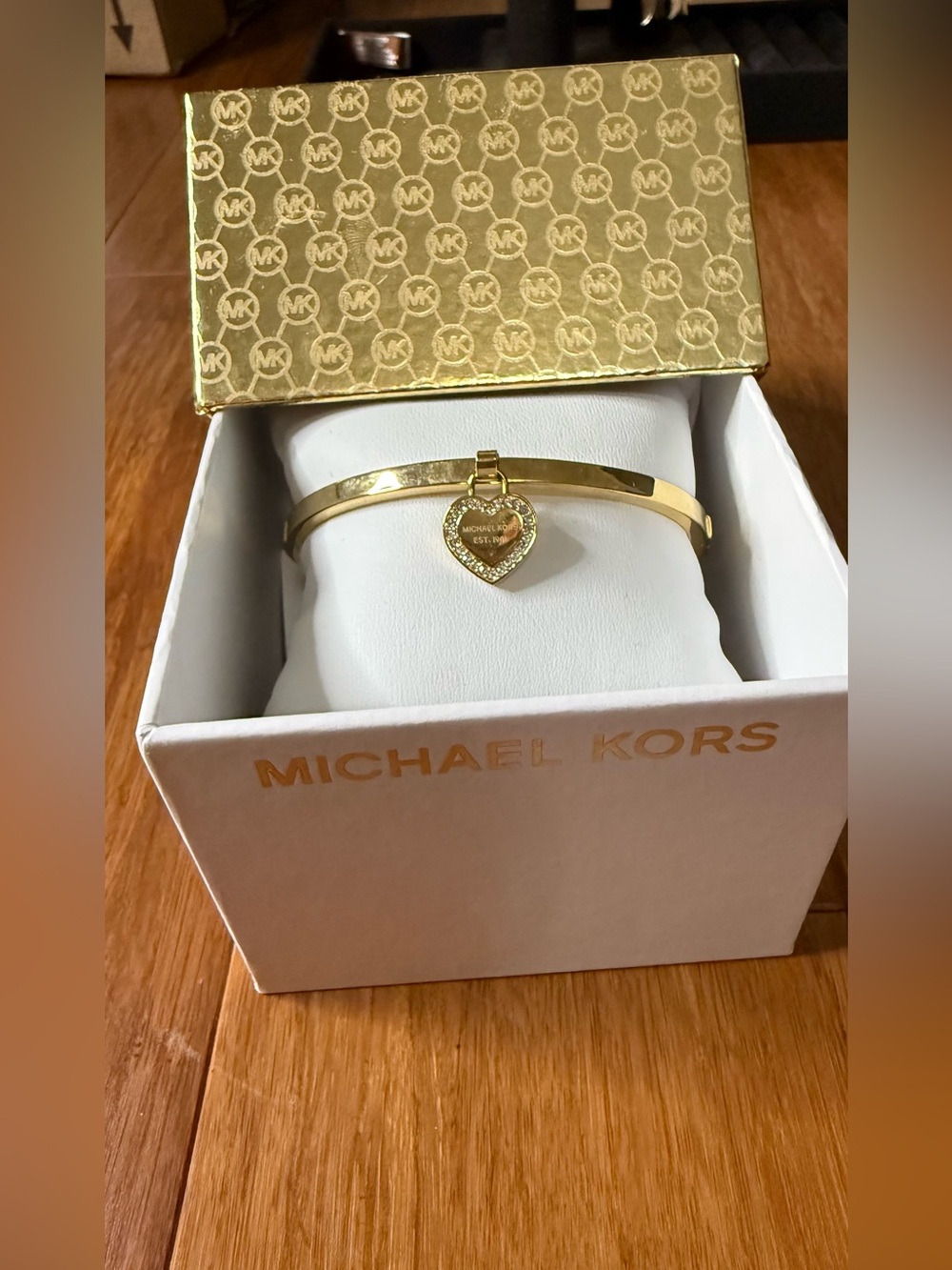 Michael Kors Heart Logo Gold Bangle Bracelet
